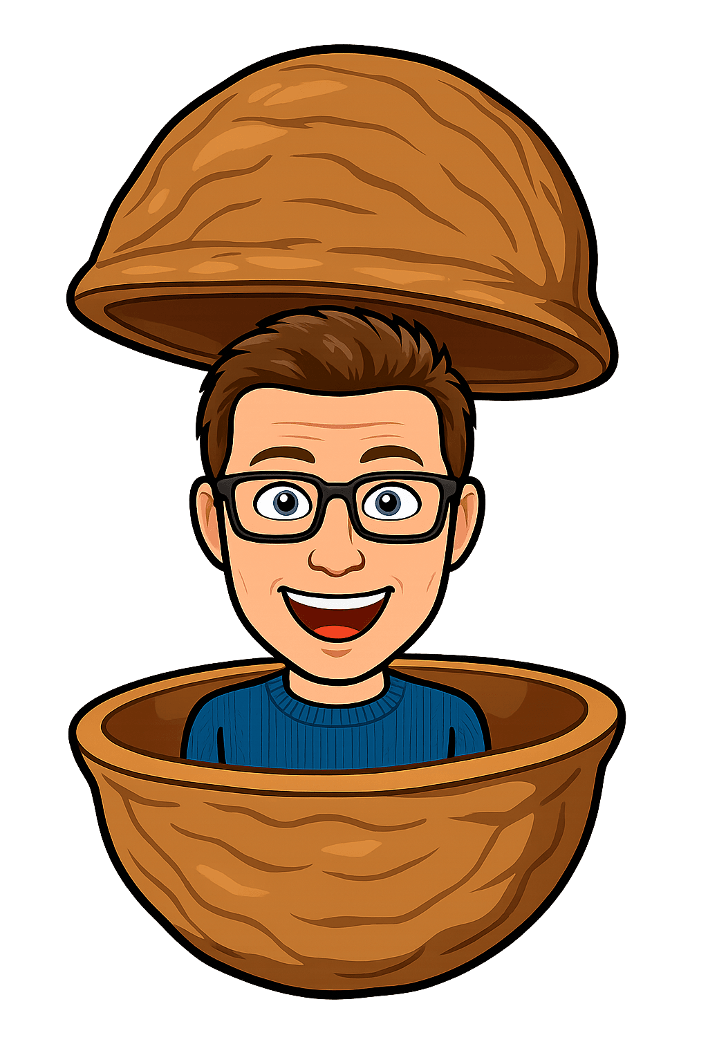 Cartoon of Man in a nutshell